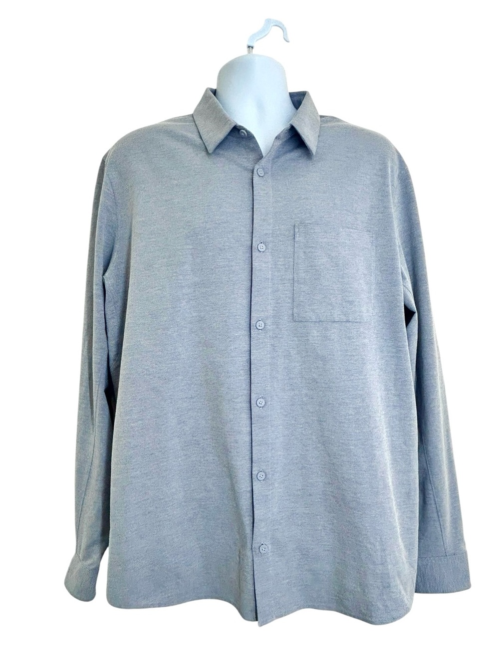 Lululemon Commission Long-Sleeve Shirt Mens XXL Pocket Light Blue Gray Button-Up - Picture 4 of 10